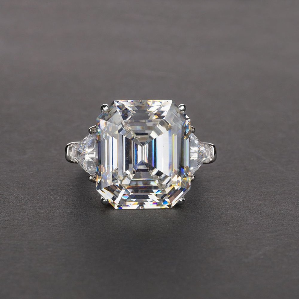 Radiant Cut Gemstone Zircon Luxury Wedding Rings for Women, PD558 - Picture 4 of 5